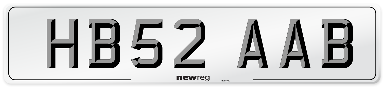 HB52 AAB Number Plate from New Reg